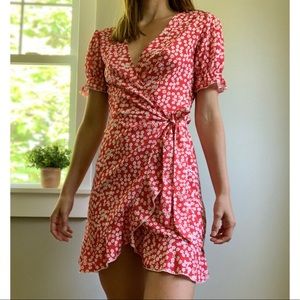 Vintage style Relipop red floral wrap dress